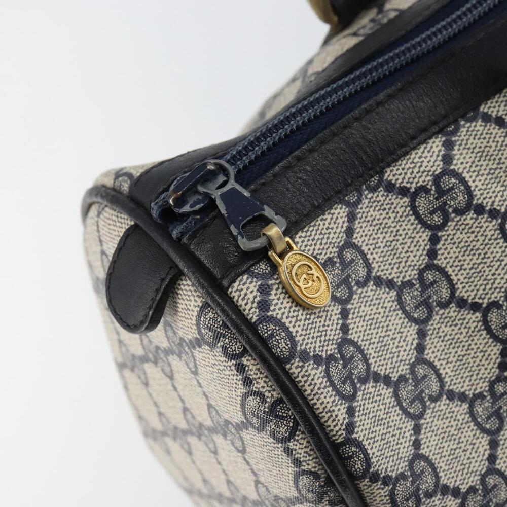 GUCCI GG Supreme Sherry Line Boston Bag PVC Navy Gold Red Auth 153368 - Picture 10 of 16